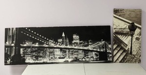 lot 545 image: Black & White Cityscape Wrapped Canvas Photographs