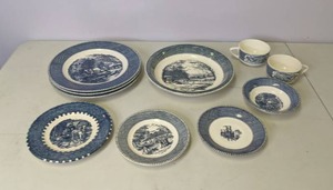 lot 550 image: Currier & Ives The Old Grist Mill Royal 10 Piece Dish Set