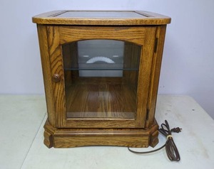 lot 355 image: Wood End Table with Glass Shelf & Interior Light