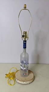 lot 590 image: Custom Grey Goose Bottle Lamp with Birch Base