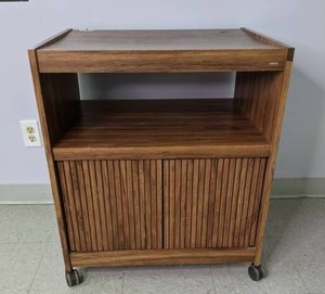 lot 399 image: Rolling Wood TV Stand & Media Stand