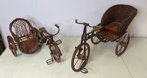 lot 400 image: Pair of Ornamental Wicker and Metal Tricycles