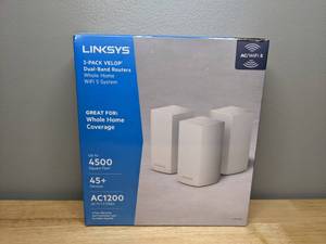 lot 14 image: Brand New Linksys Velop Dual Band Intelligent Mesh WiFi System 3 Pack