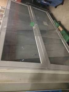 lot 38 image: Super Colossal 7 Foot Metal & Glass Door Storage Cabinet With At Least 6 Shelves - Great Condition Dimensions 84 x 17 x 48