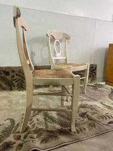 Fantastic Pair Vintage Malasian Blonde Rubberwood Rush Woven Seat Side Chairs - Super Nice Condition