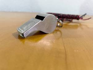 Vintage Noble Police Gym Teacher Whistle With Retro Macrame Chain - Works