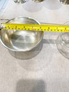 VINTAGE SILVER PLATED BOWL WITH TWO SECTION GLASS INSERT - GREAT CONDITION