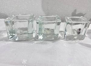 Vintage MCM Pilgrim Glass Stacking Candle Holders - All Have The Label On Them