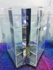 Large 3 Sided Acrylic Locking Rotating Eyeglass Display Case - Good Condition