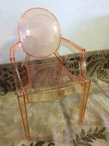 WOW Removed From An Edina Estate - Original&nbspLouis Ghost Arm Chair by Philippe Starck for Kartell - Rare Orange Color #1 - Excellent Condition