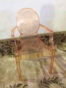 WOW Removed From An Edina Estate - Original&nbspLouis Ghost Arm Chair by Philippe Starck for Kartell - Rare Orange Color #2 - Excellent Condition