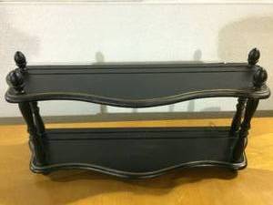 Black With Gold Trim Spindle Top Wall Mount Display Shelf - Great Condition