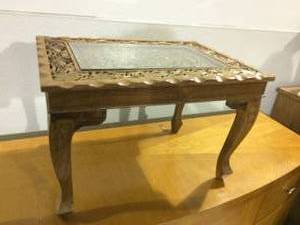 Carved Wood &amp Gold Painted Glass End Table - Beautiful Vintage Condition