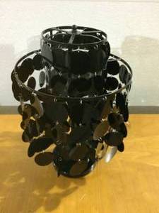 Mod Squad Retro Black Plastic Discs Chandelier Table Lamp - Great Working Condition
