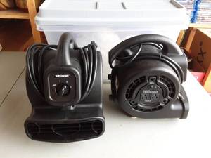 2-X Power Air Mover Fans, Auxillary Outlets Includes Tote With Lid