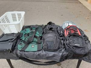 Lot Of 9 Back Packs & Duffel Bags & 1-Rolling Luggage Bag