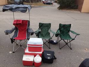 3-Folding Camp Chairs With Assorted Coolers