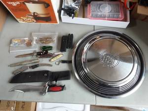 Knife With Sheath, Pocket Knives, Multi-Tools, Bullets, Coins & 1-Cadillac Hub Cap