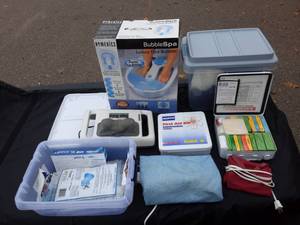 Foot Bubbler Spa, Polar Pad Wrap, Freeze Packs, Massager, First Aid Kit