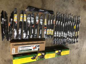Lot of assorted Lawnmower Blades and accesories not used see pictures