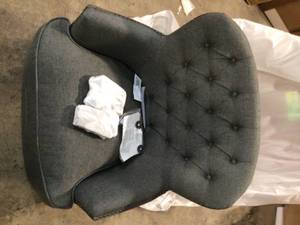 Noble House Tafton Grey Fabric Tufted Club Chair and Ottoman Set not used customer return see pictures
