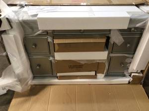 lot 1 image: Athy Silver Vanity with Stool Included 9-Storage Drawers, Knob Pulls by Williams Home Furnishing Customer Returns See pictures