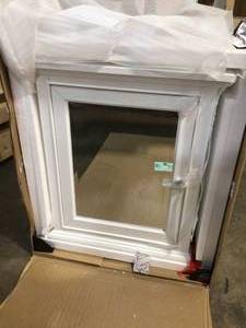 lot 2 image: 24 in. W x 28 in. H Framed Rectangular Beveled Edge Bathroom Vanity Mirror in White finish by Home Decorators Collection Customer Returns See Pictures