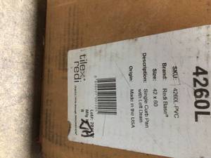 lot 13 image: Tile Redi 4260L-PVC Redi Base 42 D x 60 W Inch not used see pictures