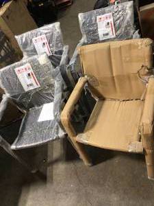 lot 16 image: Noble House Dover Multi-Brown Wicker Stacking Outdoor Dining Chairs (4-Pack) not used