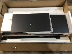 Home Decorators  Bradstone 3 Door Black Storage Console not used see pictures