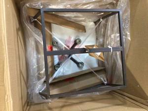 lot 10 image: Hutson 4-Light 21 in. Iron Modern Angled LED Pendant, Black by JONATHAN Y Customer Returns See pictures  Hutson 4-Light 21 in. Iron Modern Angled LED Pendant, Black by JONATHAN Y Customer Returns See pictures