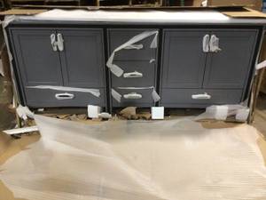 lot 7 image: Ziva Collection 84 Inch  Bathroom Vanity  in Dark Grey with Top by Lexora