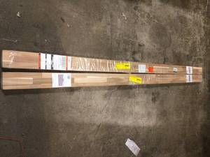 lot 21 image: Lot of 2 Unfinished Acacia 8 ft. L x 4 in. D x 1.5 in. T Butcher Block Backsplash by Hampton Bay DAMAGED Customer Returns See Pictures
