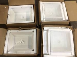 lot 28 image: Lot of 4 ceramic sinks not used see pictures