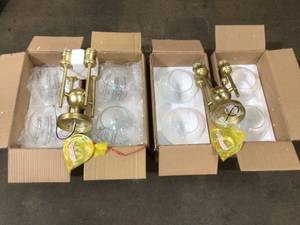 lot 29 image: Lot ofo 2 Axel 24.75 in. 4-Light Olympic Gold Semi-Flush Mount by Golden Lighting Customer Returns See Pictures