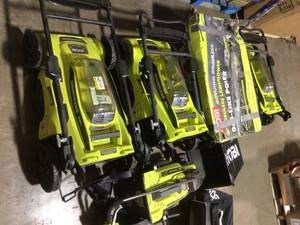 lot 34 image: Lot of 4 Ryobi Mowers TOOL ONLY NOT CHECKED Customer Returns See Pictures