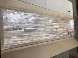 lot 43 image: Unfinished Acacia 8 ft. L x 25 in. D x 1.5 in. T Butcher Block Countertop by HARDWOOD REFLECTIONS Customer Returns See Pictures