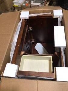 lot 48 image: Ashburn 36 in. W Bath Vanity Cabinet Only in Mahogany by Home Decorators Collection Customer Returns See Pictures