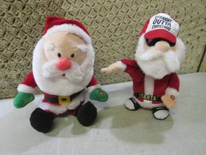 lot 40 image: (EC1) 2 Battery Operated Plush Sant...