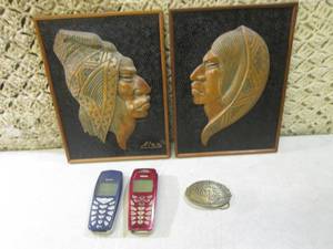 lot 51 image: (BSB) 2pc Wood Carving Wall Decor 2...