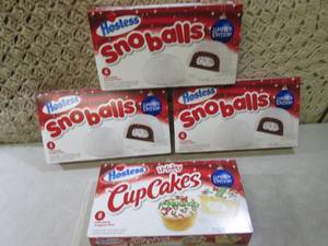 lot 199 image: (C-2) 4 Boxes of Hostess 3 Snoballs...