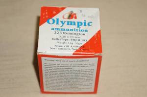 50 Olympic .223 Rem 55 Gr FMJ Ammo