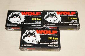 60 Wolf .223 Rem 55 Gr FMJ Steel Case Ammo