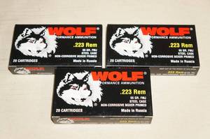 60 Wolf .223 Rem 55 Gr FMJ Steel Case Ammo