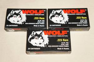 60 Wolf .223 Rem 55 Gr FMJ Steel Case Ammo
