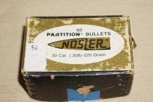 50 Nosler Partition .30 Cal 220 Gr Semi Spitzer Bullets