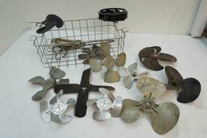 lot 105 image: Wire basket, fan blades