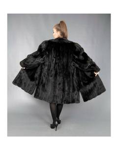 lot 2 image: Ladies Fully Let Out Female Dark Ranch Mink Fur Coat - SAGA Brand - DYED