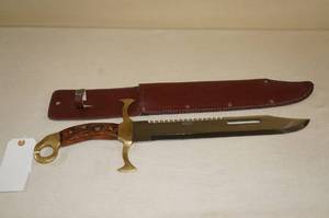 lot 36 image: Large Coyote Cutlery Fixed Blade Collector Knife with Leather Sheath