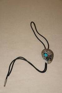 lot 5 image: Bolo Tie with Turquoise and Coral